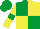 Emerald Green and Yellow (quartered), Yellow sleeves, Emerald Green armlets and cap