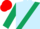 Light Blue, Dark Green sash and sleeves, Red cap
