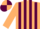 Beige and Maroon stripes, Beige sleeves, quartered cap