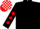 Black, Red diamonds on sleeves, Red and White check cap