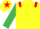 YELLOW, red epaulettes, emerald green sleeves, yellow cap, red star