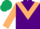 PURPLE, beige chevron & sleeves, dark green cap