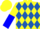 Yellow, Royal Blue Diamonds, Yellow and Blue Halved Sleeves, Yellow Cap