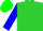 Lime Green, Blue 'M', Blue Bars on Sleeves, Green Cap
