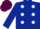Dark Blue, Light Blue spots, Dark Blue sleeves, Maroon cap