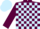MAROON & LIGHT BLUE CHECK, maroon sleeves, light blue cap