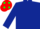 DARK BLUE, RED cap, GREEN spots