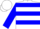 White, Blue Hoops, Blue Bars on Sleeves, White Cap