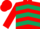 Red, Dark Green chevrons, Red cap