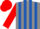 Grey and Royal Blue stripes, Red sleeves and cap
