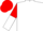 White, red and white halved sleeves, red cap