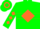 GREEN, Orange Diamond Hoop & Diamonds on Slvs
