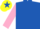 ROYAL BLUE, pink sleeves, yellow cap, royal blue star