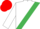 WHITE, emerald green sash, red cap