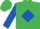EMERALD GREEN, royal blue diamond & sleeves, emerald green cap
