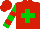Red, Green Cross, Red Bars on Green Sleeves, Red Cap