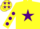 Yellow, Purple star, Yellow sleeves, Purple spots, Yellow cap, Purple stars