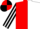 Red and White (halved), Black and White striped sleeves, Red and Black quartered cap