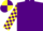 PURPLE, PURPLE and YELLOW check sleeves, quartered cap