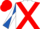 White, Red Cross Belts, Royal Blue and White Diabolo on sleeves, red Cap