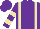 Purple, Tan Braces, Two Tan Hoops on Sleeves, Purple Cap