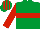EMERALD GREEN, red hoop, red sleeves, striped cap