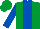EMERALD GREEN, royal blue panel & sleeves, emerald green cap