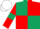 Dark Green and Red (quartered), Red sleeves, Dark Green armlets, White cap