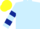 LIGHT BLUE, dark blue hooped sleeves, yellow cap