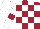 Maroon and White check, White sleeves, Maroon armlets and star on White cap