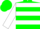 GREEN, White Hoops, Green Bars on White Slvs