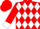 Red, white diamonds, red M's, white chevron & cuffs