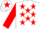 WHITE, red stars, red sleeves, red star on cap