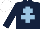 DARK BLUE, light blue Cross of Lorraine, white cap