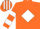 Orange, White diamond, hooped sleeves, striped cap