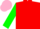 RED, green sleeves, pink cap
