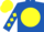 Royal Blue, Yellow disc, diamonds on sleeves, Yellow cap
