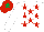 WHITE, red stars, red cap, emerald green star
