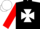 Black, White Maltese cross, Red sleeves, White cap