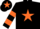 Black, Orange star, hooped sleeves and star on cap
