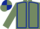 Sea Green, Dark Blue seams, quartered cap