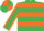 Emerald Green, Orange hoops, Emerald Green sleeves, Orange seams, quartered cap