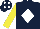 DARK BLUE, white diamond, yellow sleeves, dark blue cap, white diamonds