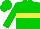 Green, yellow hoop, green sleeves, green cap