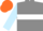 Grey, White hoop, Light Blue sleeves, Orange cap