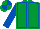 EMERALD GREEN, ROYAL BLUE seams and sleeves, quartered cap