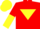 Red, Yellow inverted triangle, halved sleeves, Yellow cap