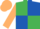 Emerald Green and Royal Blue (quartered), Beige sleeves and cap