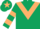 Dark Green, Beige chevron, hooped sleeves and star on cap