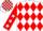 White and red diamonds, red sleeves, white stars, check cap